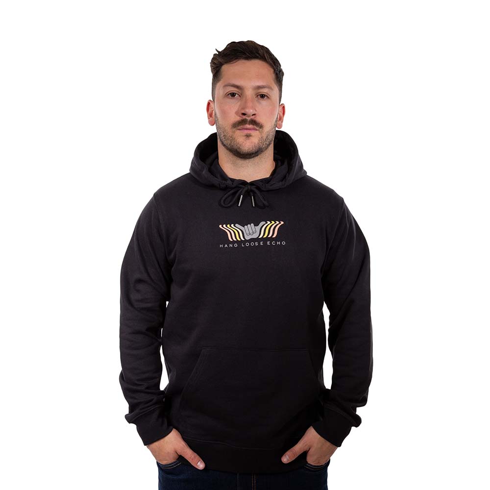 Poleron Hombre Hoodie Echo Negro Hang Loose