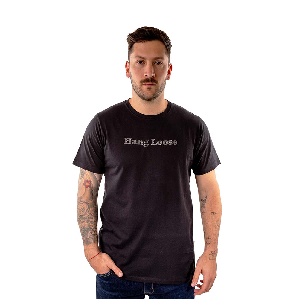 Polera Manga Corta Hombre Salty Negro Hang Loose