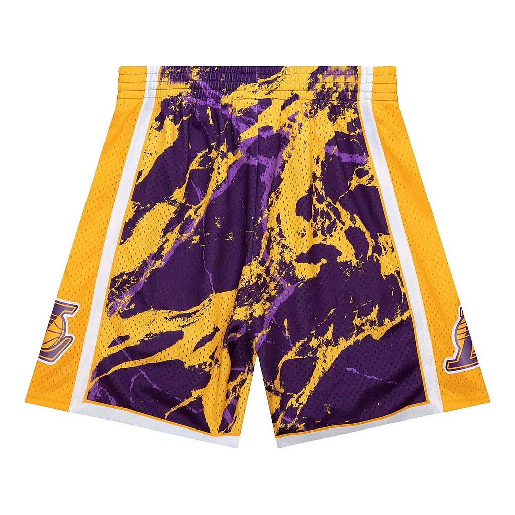 Short Los Angeles Lakers Mitchell &amp; Ness Marble Amarillo/Morado