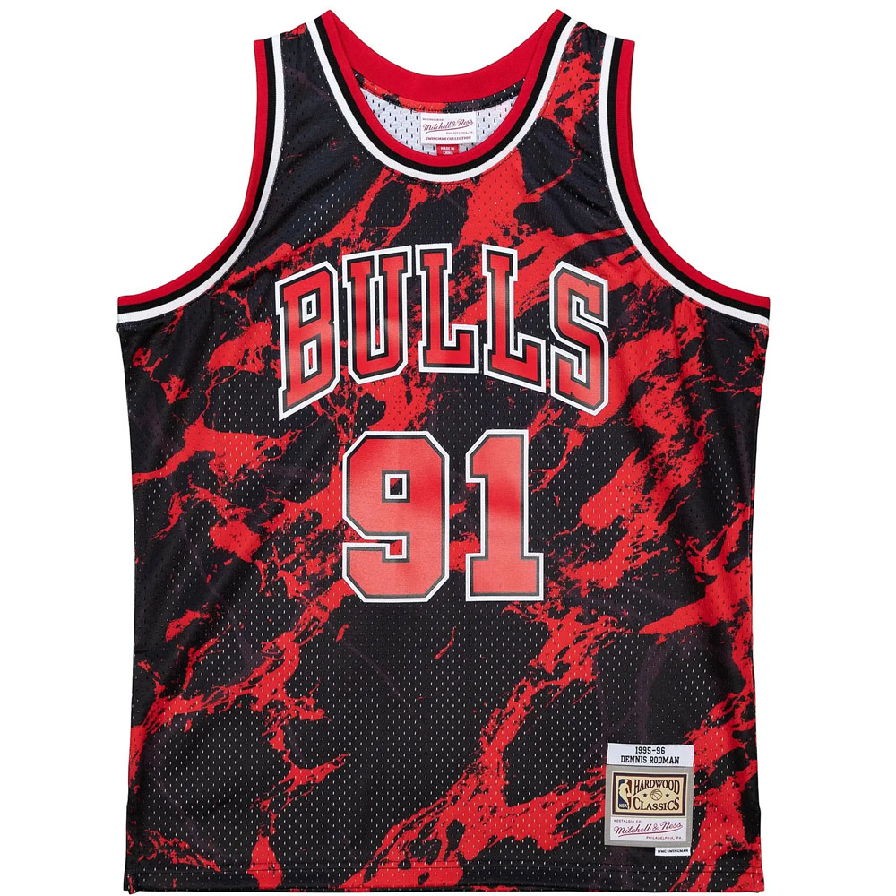 Mitchell &amp; NessNBA TEAM MARBLE SWINGMAN JERSEY BULLS 1997 DENNIS RODMAN