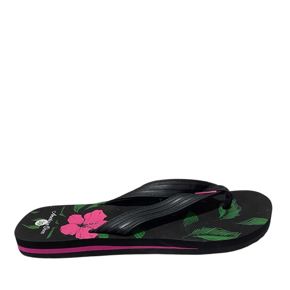 Sandalia Chala Havaiana Negro Rosa Mujer