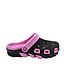 Sandalia Mujer Zueco Negro Rosado Block