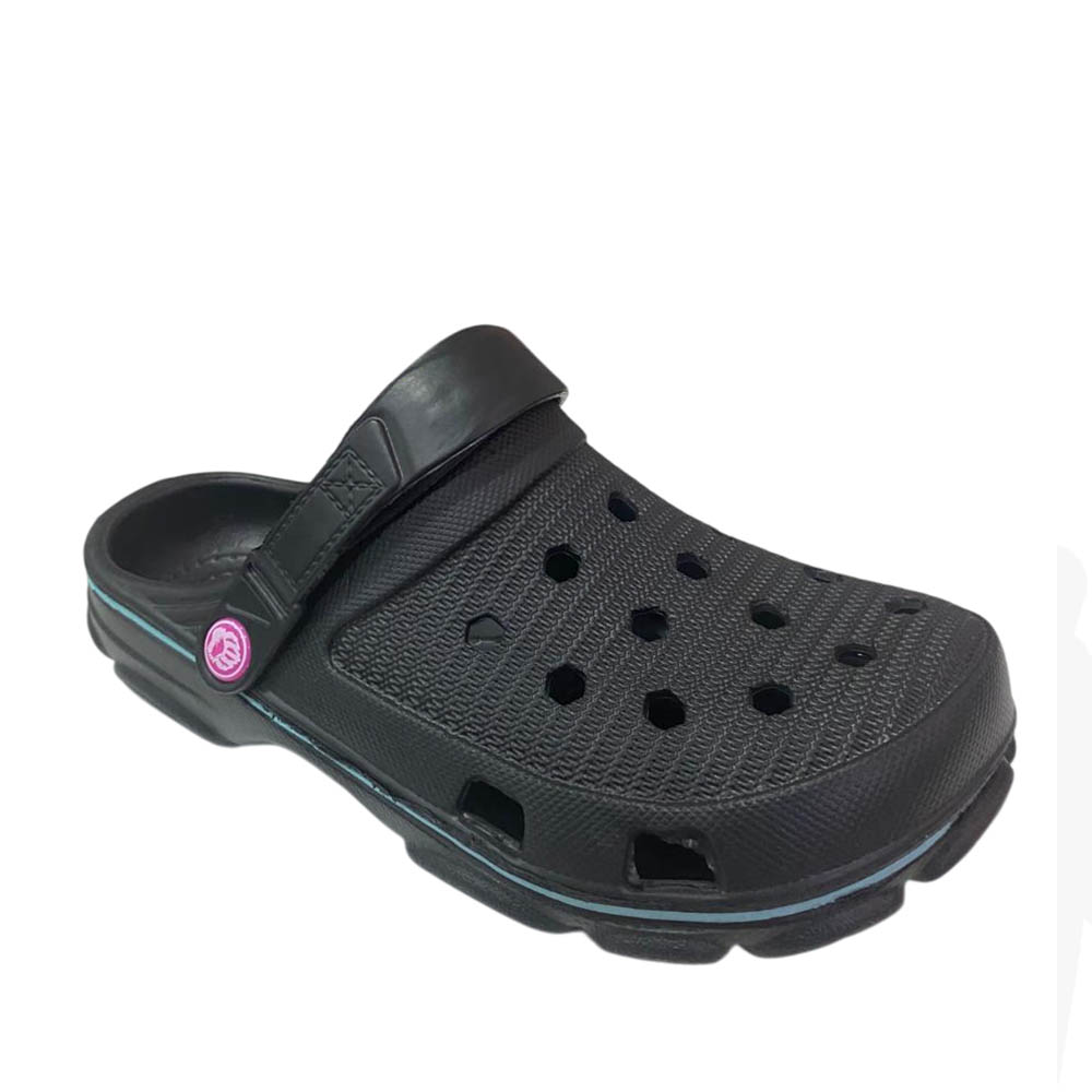 Sandalia Mujer Zueco Negro Fucsia Gougar