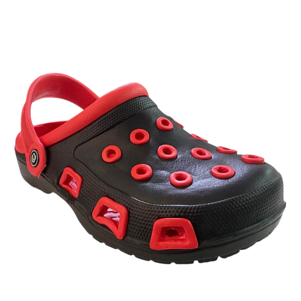 Sandalia Zueco Unisex Cozy Negro Rojo