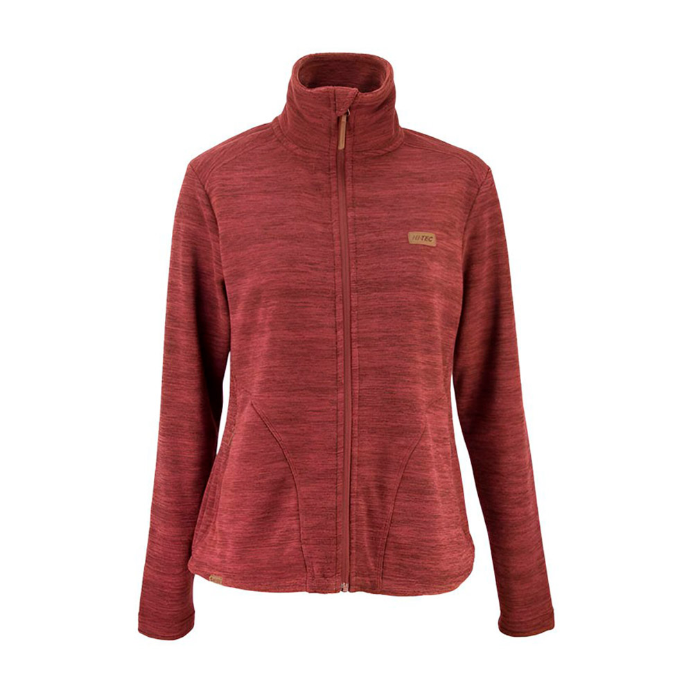 Polerón Polar Mujer HI-TEC Full Zipper Burdeo Melange