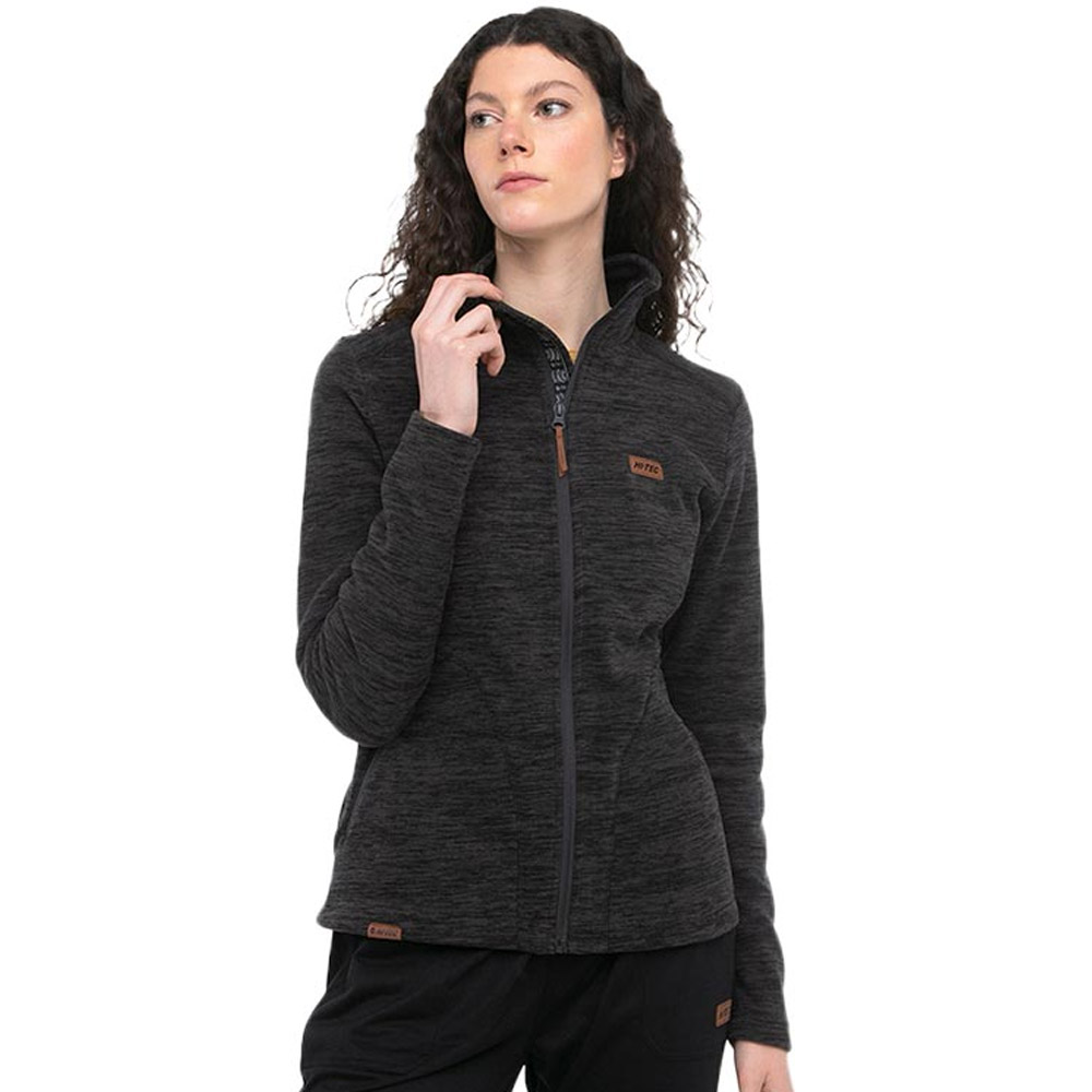 Polerón Polar Mujer HI-TEC Full Zipper Negro Melange