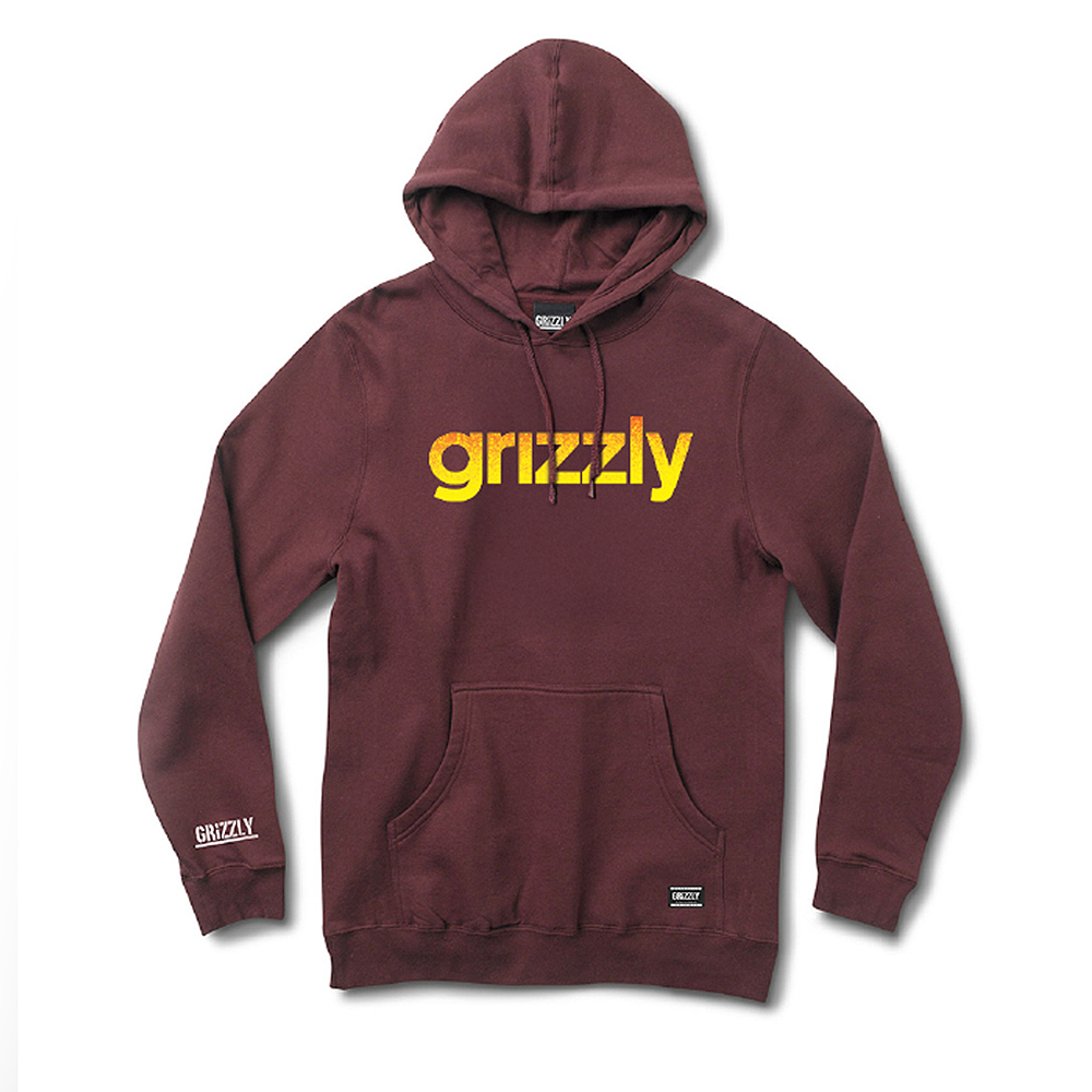Poleron Hoodie Hombre Grizzly Griptape Lowercase Fadeaway Burdeo