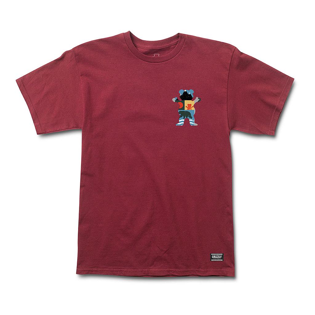 Polera Hombre Grizzly Griptape Trad Lightly Burgundy