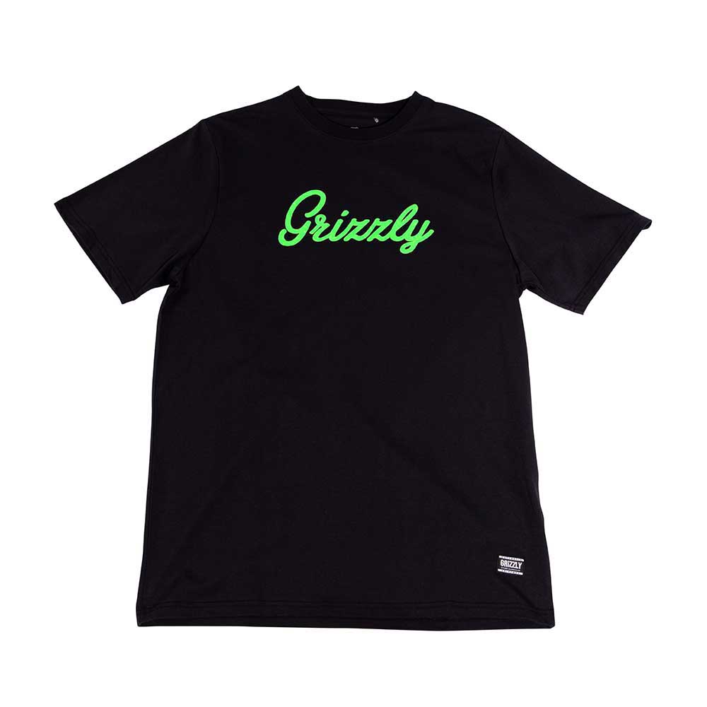 Polera Hombre Grizzly Griptape Print Script Logo Verde Negro