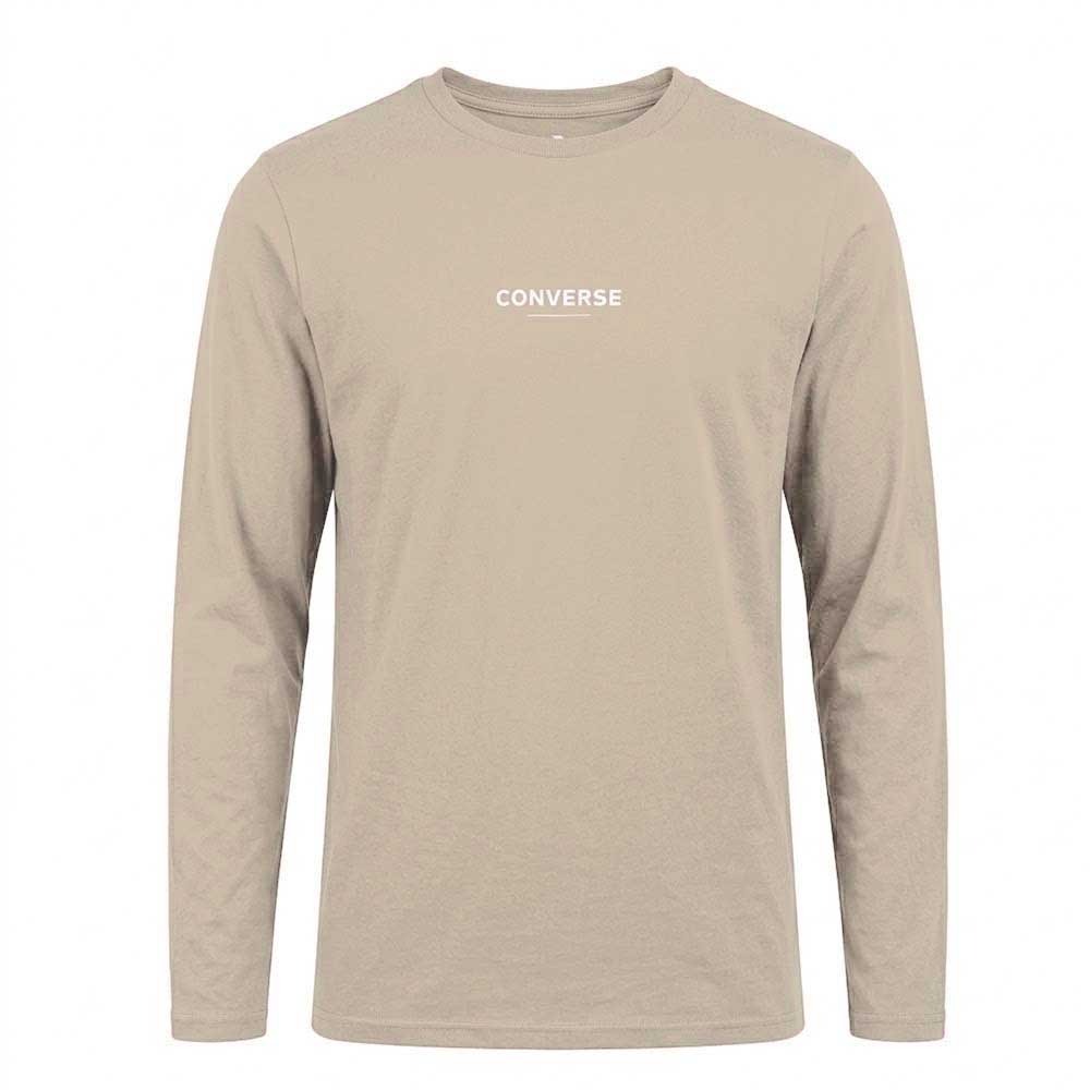 Polera Manga Larga Hombre Beige Line Converse