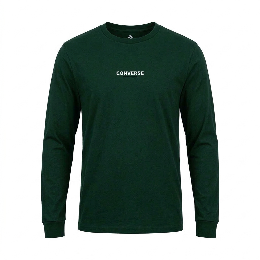 Polera Manga Larga Hombre Verde Line Converse