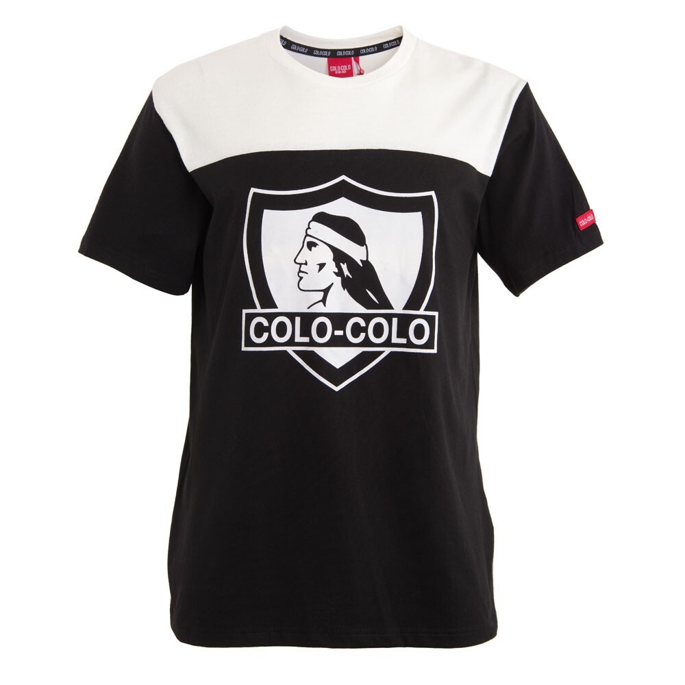 Polera Colo Colo Urbano Blanco y Negro Escudo Front