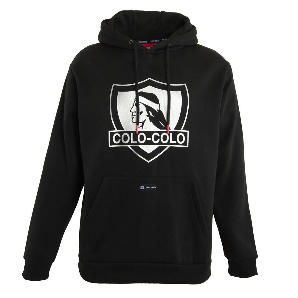 Poleron Colo Colo Urbano "Escudo" Negro y Gris