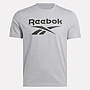 Polera Hombre Reebok Deportiva Algodón Logo Frontal Gris Melange